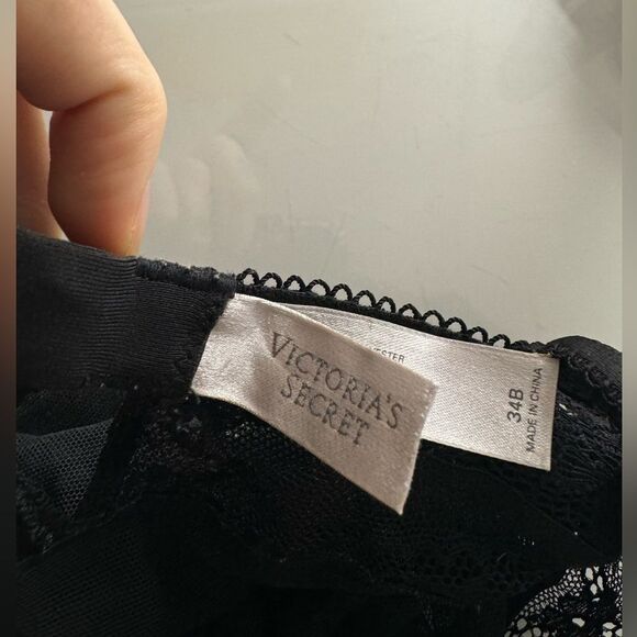 Victoria’s Secret Black and leopard print lace mesh tank top lingerie - Picture 6 of 7